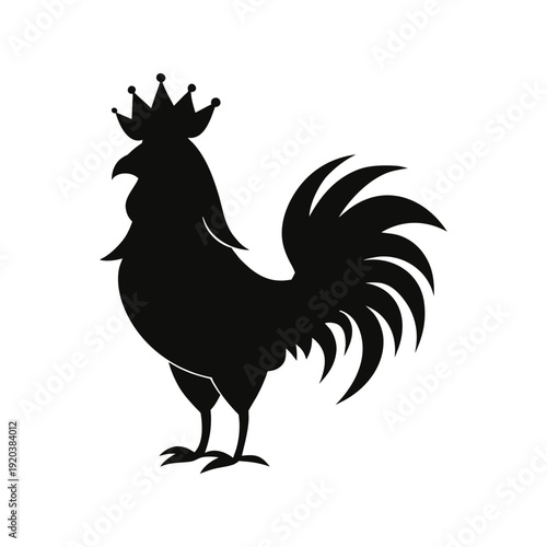 rooster on crown  isolated on white background
