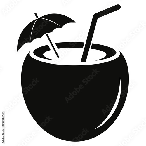 Coconut cocktail silhouette vector this is summer vector design 