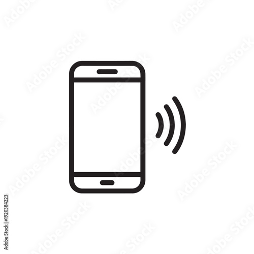 Simple outline icon depicting a ringing or vibrating mobile phone signaling an incoming communication event