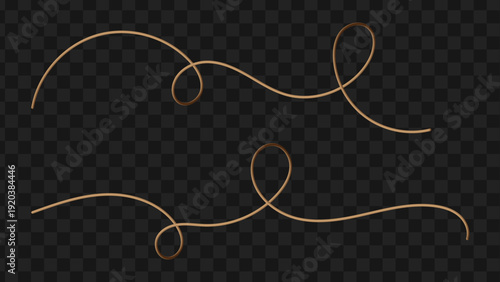 3D Bronze Metallic Wave Lines with Artistic Curved Loops Vector