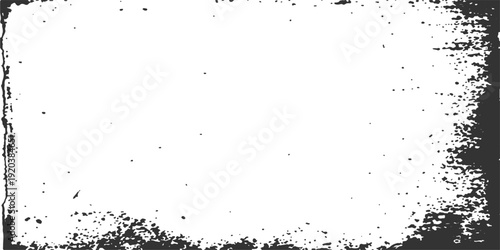 Abstract grunge vector illustration featuring a black ink splash frame with a watercolor paint texture and splattered liquid stains on a dirty paper background pattern