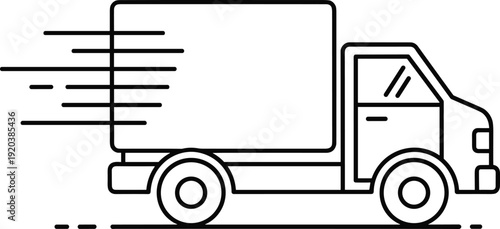 Delivery truck icon illustration, fast shipping transport vehicle isolated on white background for logistics service concept, simple outline graphic
