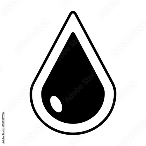 Oil drop icon, black petroleum droplet symbol,  illustration for energy and fuel industry. Vector isolated on white background.