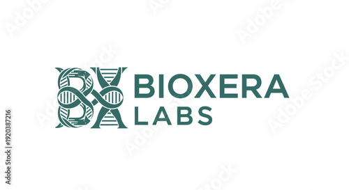 Abstract DNA structure logo for genetic research or biotech lab, isolated white background