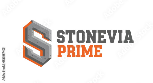 Stonevia Prime Logo with Stylized 3D Letter S and Stone Texture on Isolated White Background