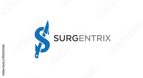 Modern stylized 'S' letter logo design incorporating a scalpel, symbolizing surgery and medical precision on an isolated white background.