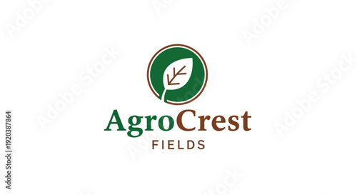 AgroCrest Fields Leaf Logo for Agriculture and Organic Farming on Isolated White Background