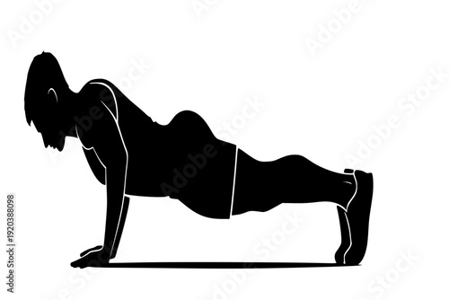 Athlete Performing Burpee Silhouette Vector for High Intensity Cardio and Full Body Fitness Training