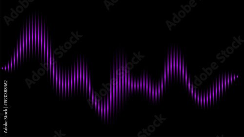 Purple soundwave pattern on black background, creating dynamic and futuristic visual effect