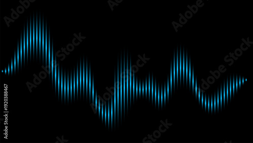 Blue sound wave pattern on black background creates dynamic visual effect