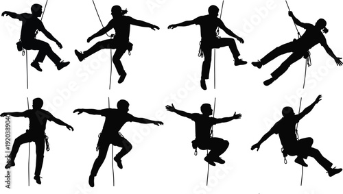 Set of ballet dancer silhouettes showing women in elegant dancing and jumping poses vector illustration