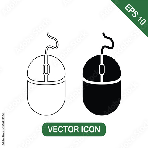 Wired Computer Mouse Icon Set
