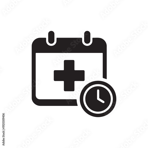 Medical appointment scheduling calendar interface silhouette icon