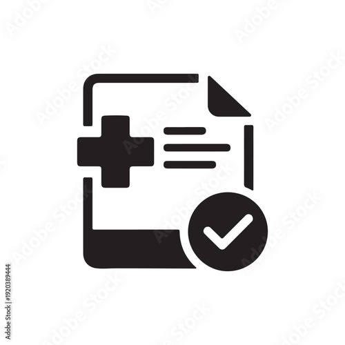Health insurance claim document medical interface silhouette icon