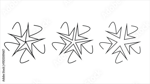 Abstract Starburst Designs with Geometric Shapes and Black Lines