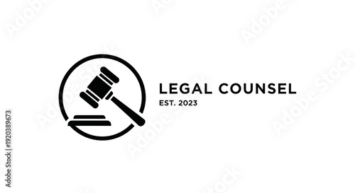 Gavel and Sound Block Symbol for Legal Counsel, isolated white background.