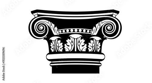 Classic ancient Greek stone column with an antique golden design featuring vintage architectural art and style for palace interior decoration