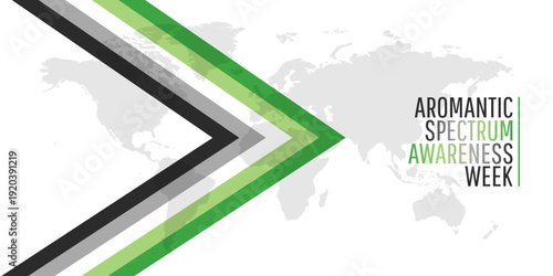 Aromantic Spectrum Awareness Week with pride flag and text. Vector illustration