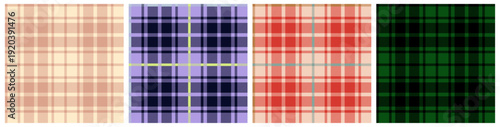 Set of gingham plaid seamless pattern. Abstract vector illustration