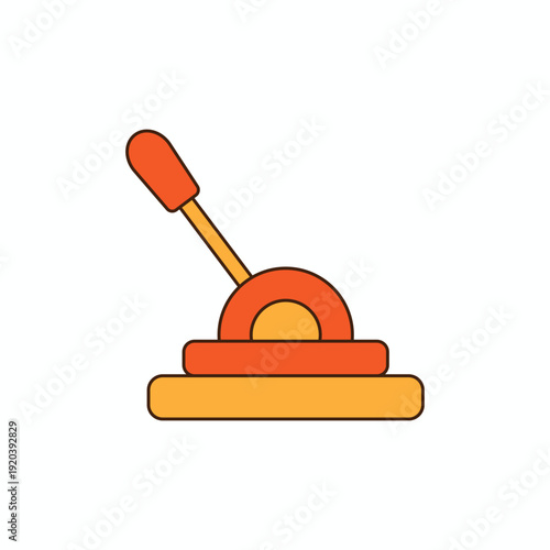 Colorful control lever flat icon vector. Vibrant illustration of a mechanical handle or joystick for industrial machine interface, gaming, and creative equipment control design