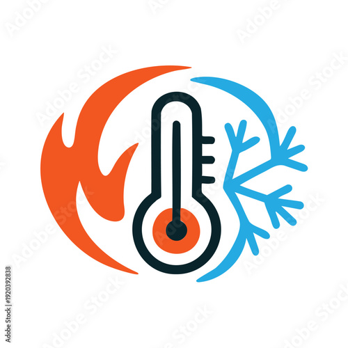 Thermometer with fire and snowflake for temperature extremes