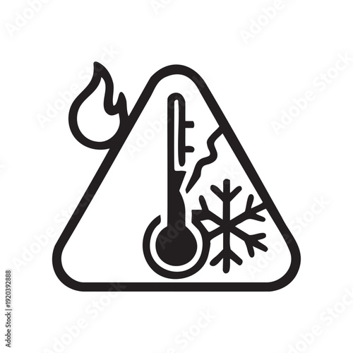 Temperature extreme warning sign with broken thermometer
