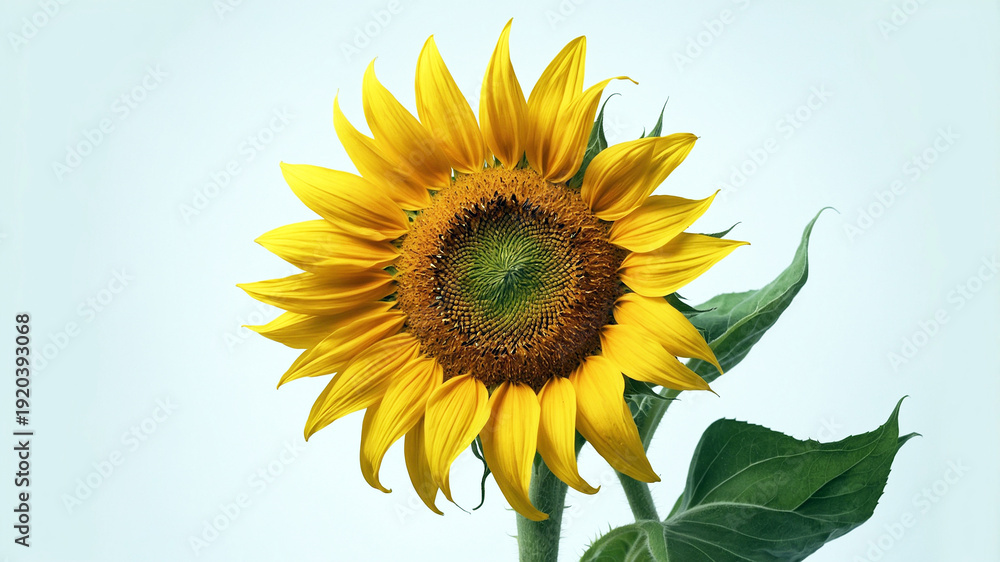 Naklejka premium sunflower on a plain white background