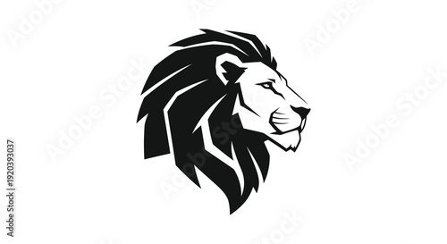 A striking black silhouette of a male lion s head and mane showcasing regal power and grace silhouette high quality professional detailed