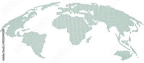 World Map Halftone vector illustration, green dotted globe for global business, technology, and modern abstract geography design