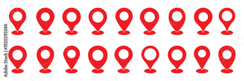 Set of location map pin icons. Map marker pointer icon. Vector illustration.