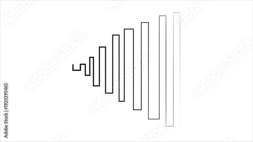 Vector graphic of a black and white sound wave pattern with varying bar heights