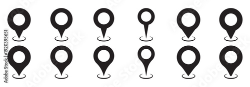 Location map pin icons set. Modern map marker collection. Pinpoint. Location pin icon. Map pin place marker. Map marker pointer icon. GPS location symbol. Flat style vector