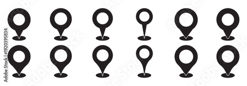 Location map pin icons set. Modern map marker collection. Pinpoint. Location pin icon. Map pin place marker. Map marker pointer icon. GPS location symbol. Flat style vector