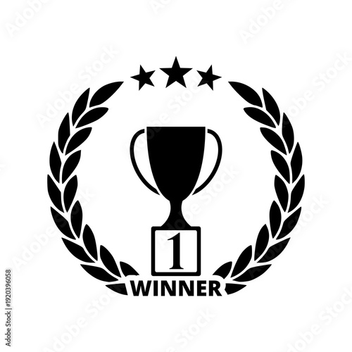 Trophy Cup With Laurel Wreath icon isolated on white background