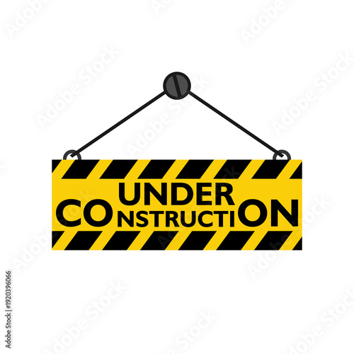 Under Construction Warning Sign icon isolated on white background