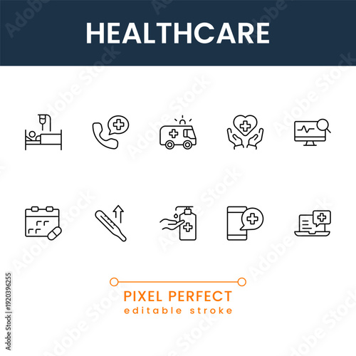 healthcare and medical icon set, hospital clinic pharmacy symbols, modern flat vector medicine wellness UI icons