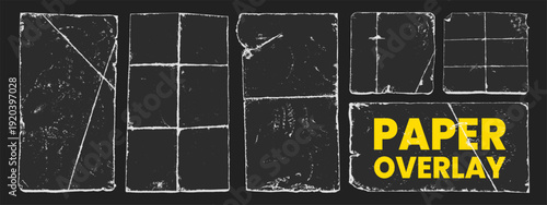 Wrinkled blank paper backgrounds with vinyl paper overlay. Visible fold lines and aged surface. Textured overlay for mockups banners and graphic compositions.