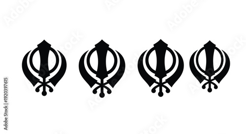 Four katar symbols displayed in a stark black silhouette
