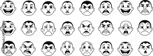 Collection of various cartoon facial expressions