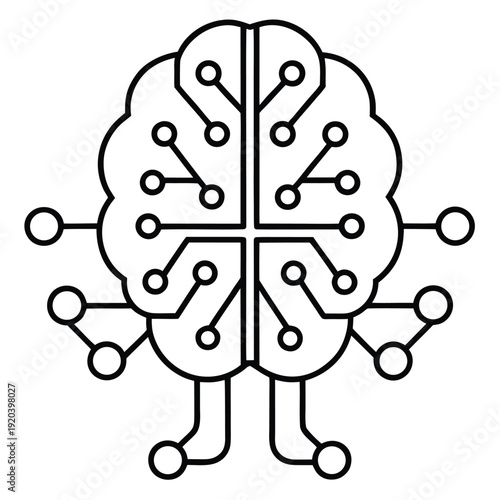 brain with circuit board connections and wires inside  human head with technology integration