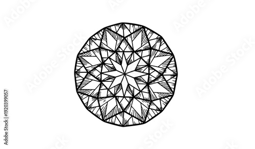 Hand Drawn Round Brilliant Diamond Line Art Sketch Vector