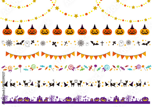 A collection of halloween themed garlands and banners