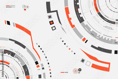 concept of digital transformation or cyberspace, graphic of two futuristic circles