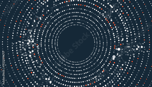 concept of digital transformation or big data, graphic of dotted circle with futuristic element