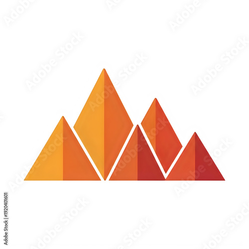 Orange red pyramid shapes on black background triangle