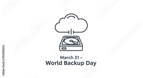 World Backup Day reminder with cloud and hard drive icon