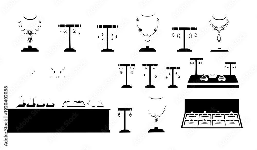 Φωτογραφία Luxury bijouterie necklace showcase flat vector illustration
