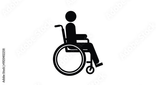 A black silhouette of a person using a wheelchair for mobility