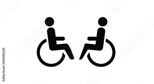 Accessibility symbol depicting people in wheelchairs a stark silhouette