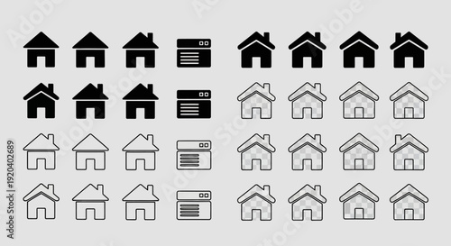 Home icon set. Website, house symbol collection.